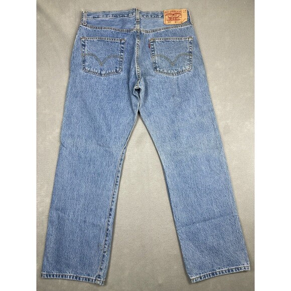 Levi's 501 Jeans Mens 36x30 Vtg Blue Denim Button Fly 100% Cotton Straight Leg - Picture 2 of 15